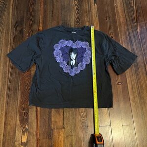 Old Navy Black Wednesday Tee with Purple Floral Design